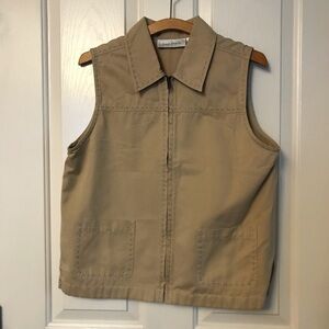 Vintage Susan Bristol Tan Sleeveless Zip-Up Vest Size Medium